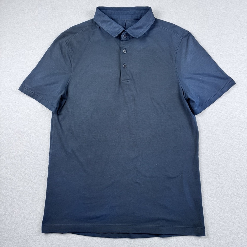 Lululemon Evolution Polo Shirt Men S Blue Short Sleeve Golf Performance Stretch